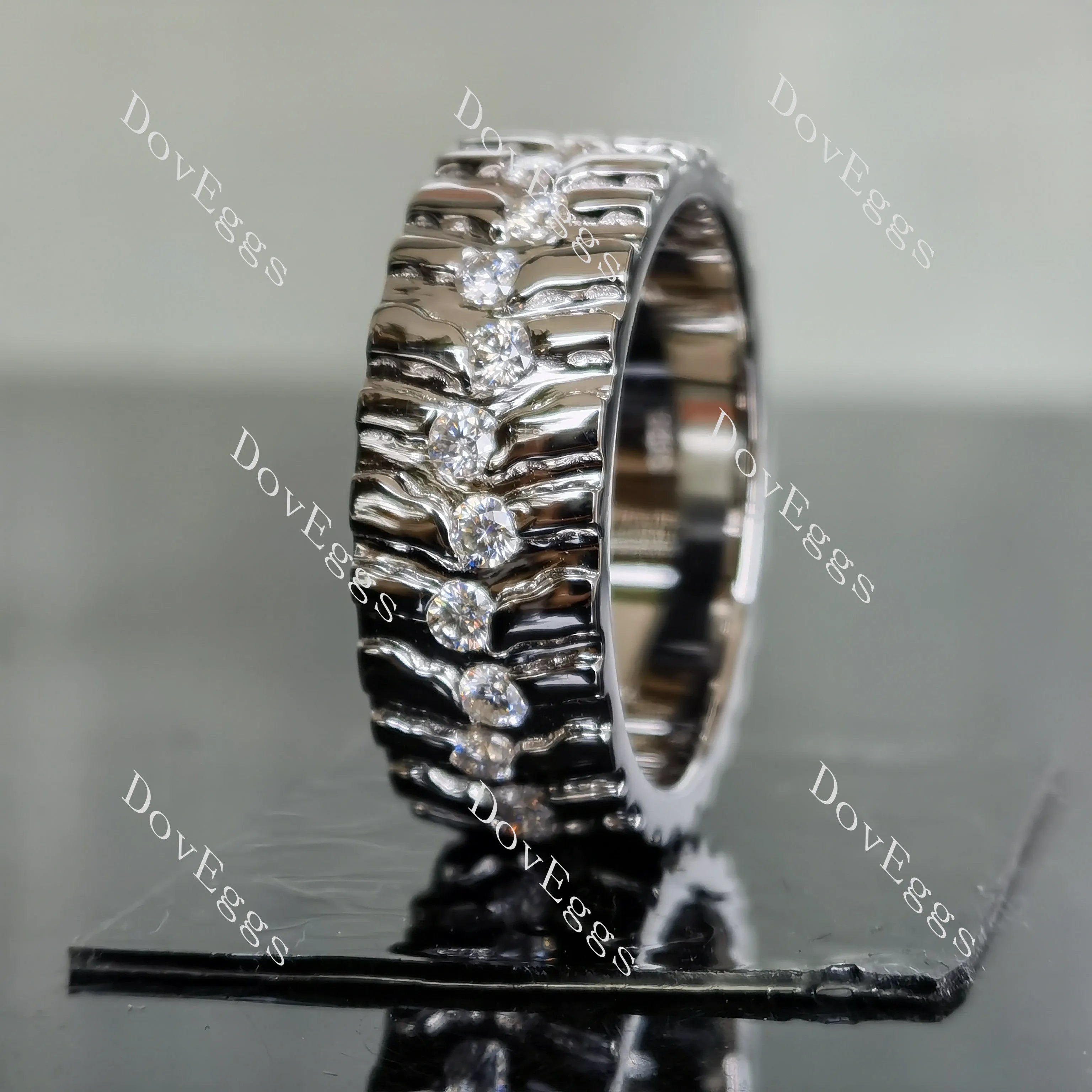 Doveggs round full eternity moissanite/lab grown diamond wedding band-9mm band width