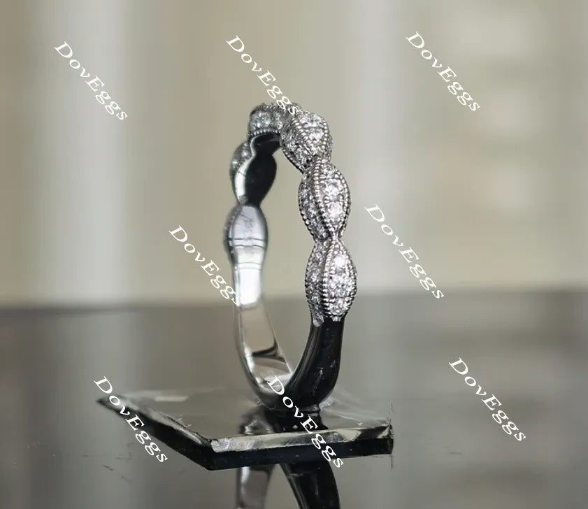 Doveggs anniversary Art deco moissanite/lab grown diamond wedding band-3.3mm band width