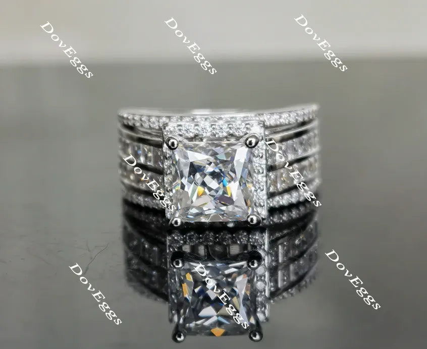 Doveggs princess halo channel set moissanite engagement ring
