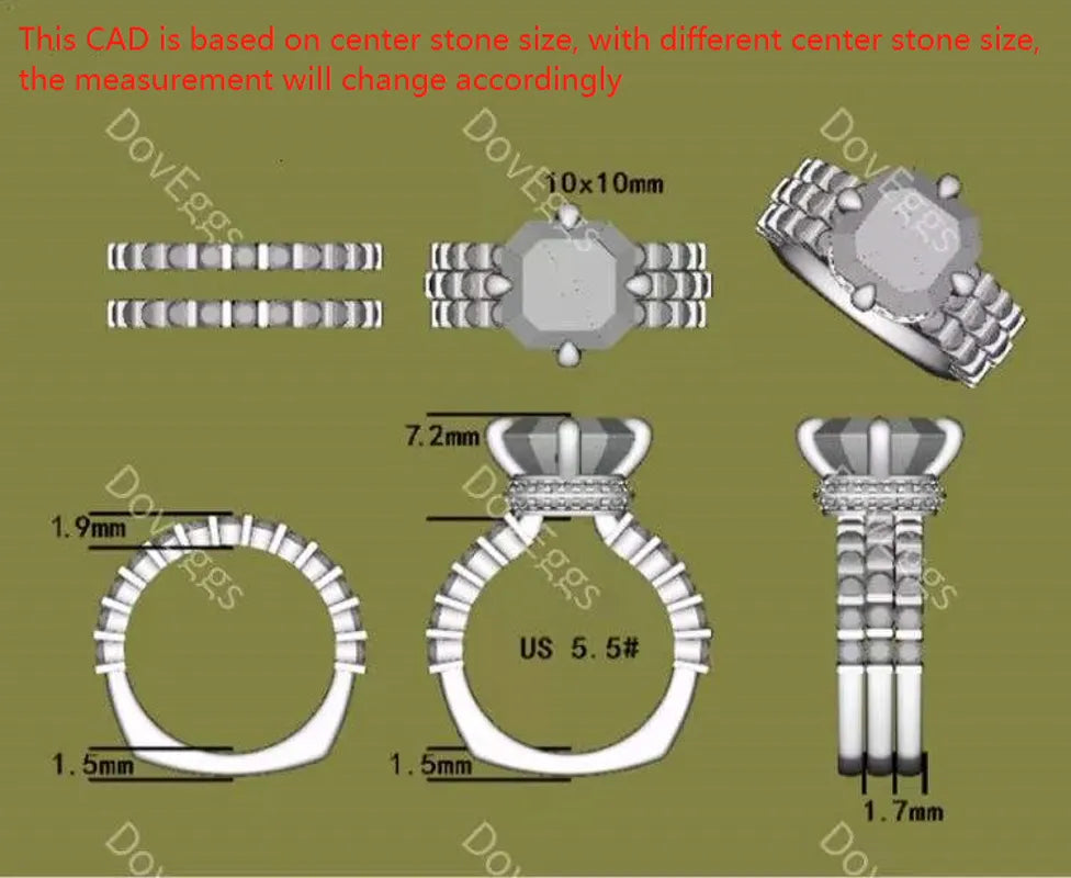 Doveggs euro shank round moissanite/lab grown diamond wedding band-1.7mm band width