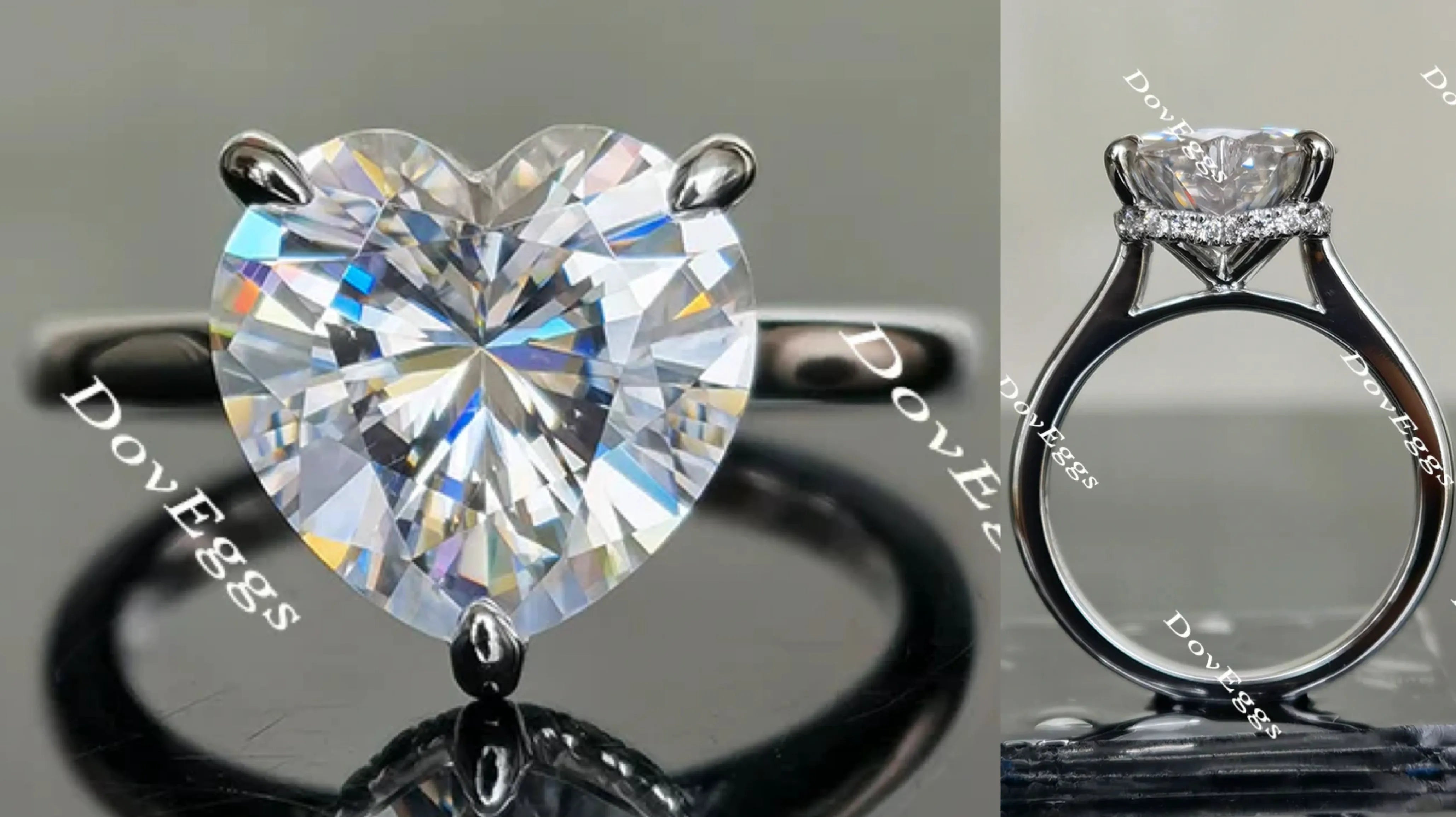 The Melissa solitaire heart moissanite engagement ring