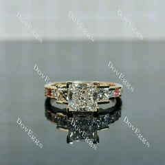 Doveggs Princess Bezel Side Stones Lab Grown Diamond Bridal Set (2 rings)