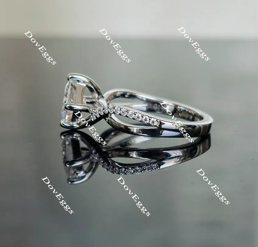 Doveggs princess curved pave moissanite engagement ring