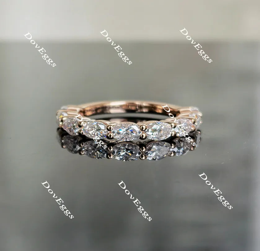 Doveggs oval pave moissanite/lab grown diamond wedding band for women-2.1mm band width