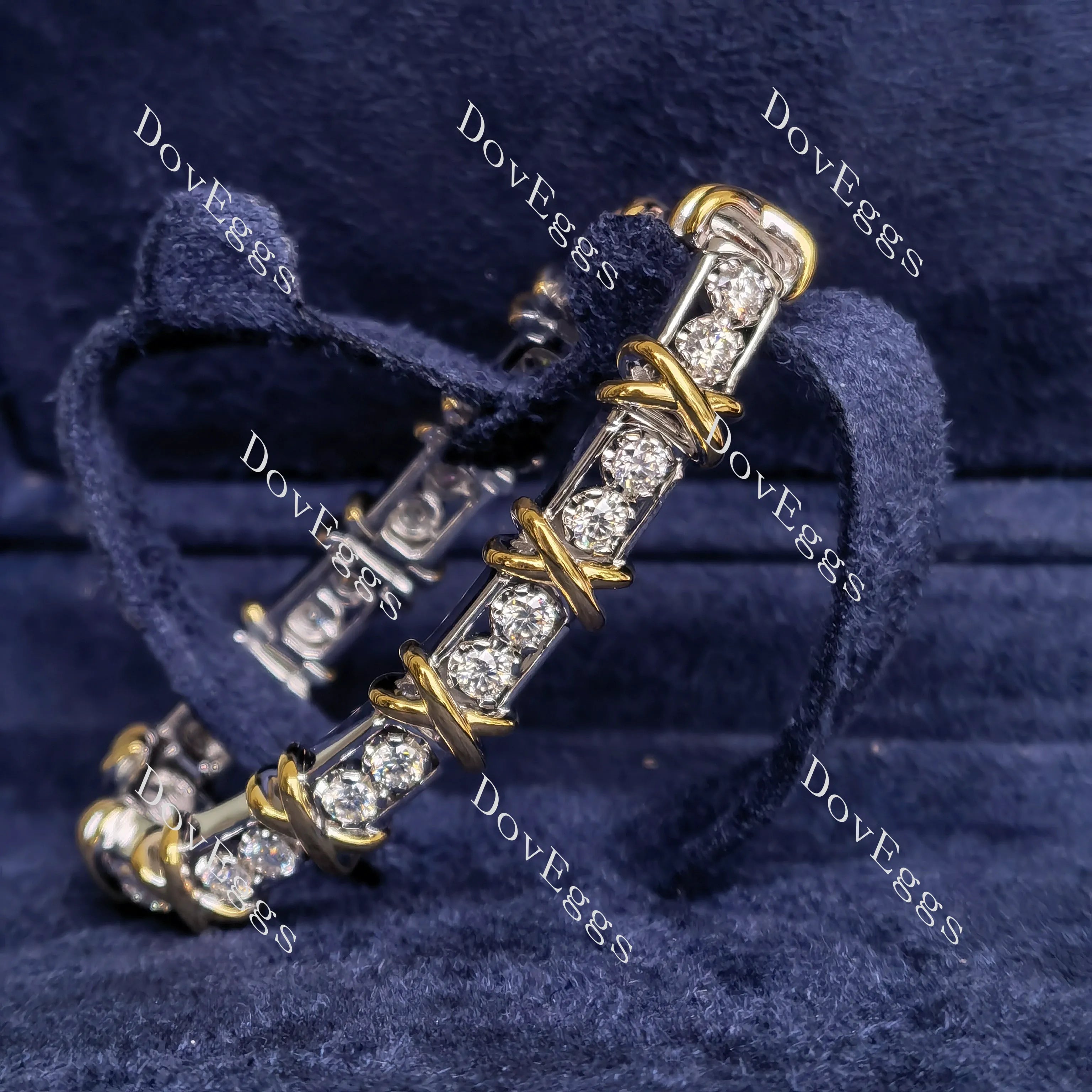 Doveggs round full eternity moissanite/lab grown diamond bracelet for women
