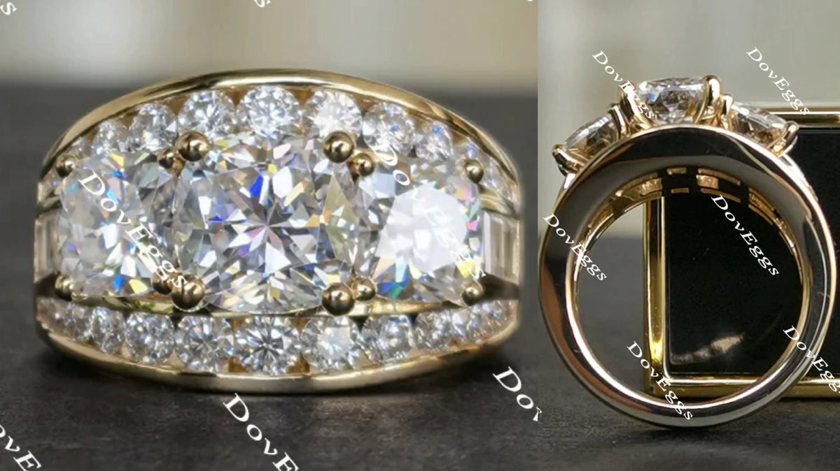 Doveggs cushion three-stone moissanite engagement ring