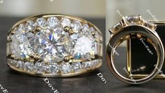 Doveggs cushion three-stone moissanite engagement ring