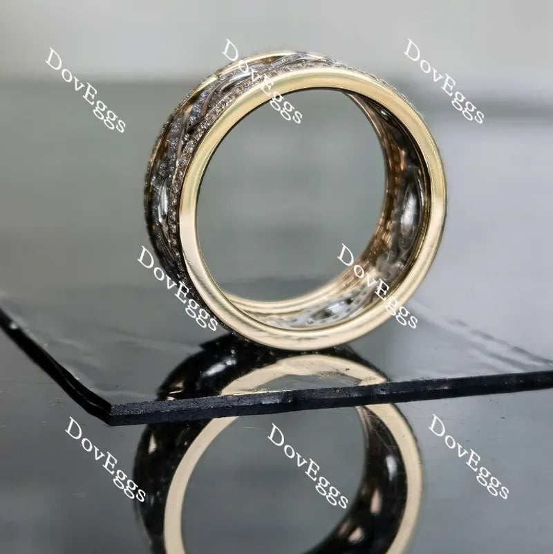 Doveggs round vintage full eternity pave moissanite/lab grown diamond wedding band-8.7mm band width