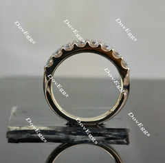 Doveggs round three rows moissanite/lab grown diamond wedding band-2.6mm band width