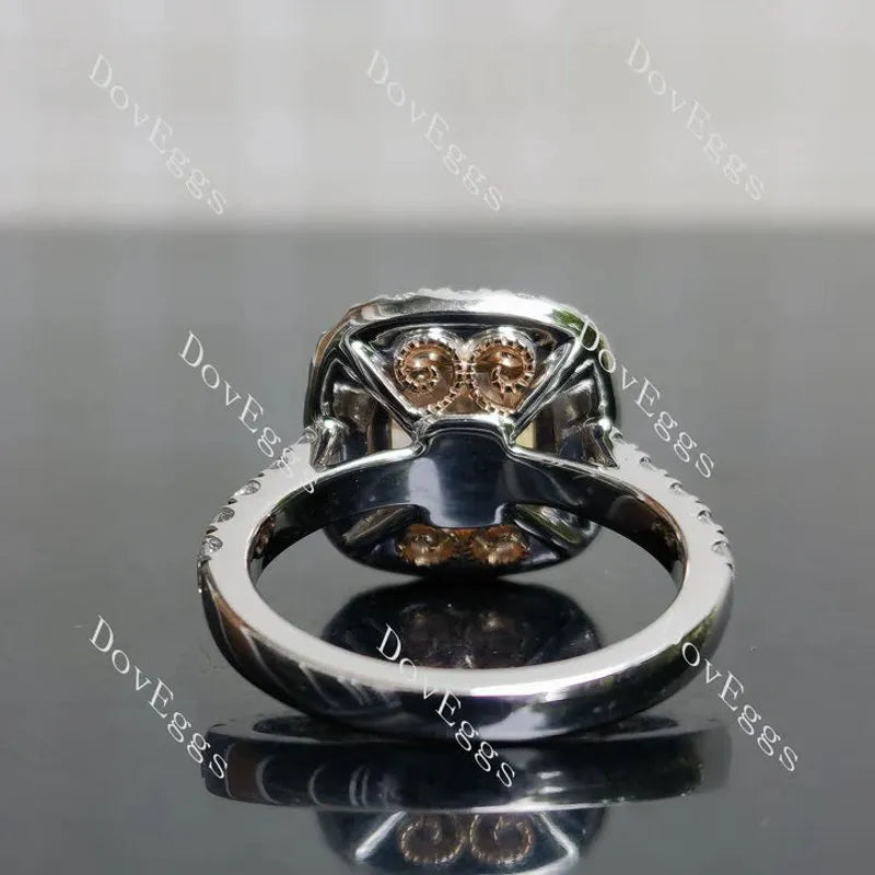 Pink Rose bezel halo half eternity engagement ring semi-mount only(Exclusively to DovEggs Stones)