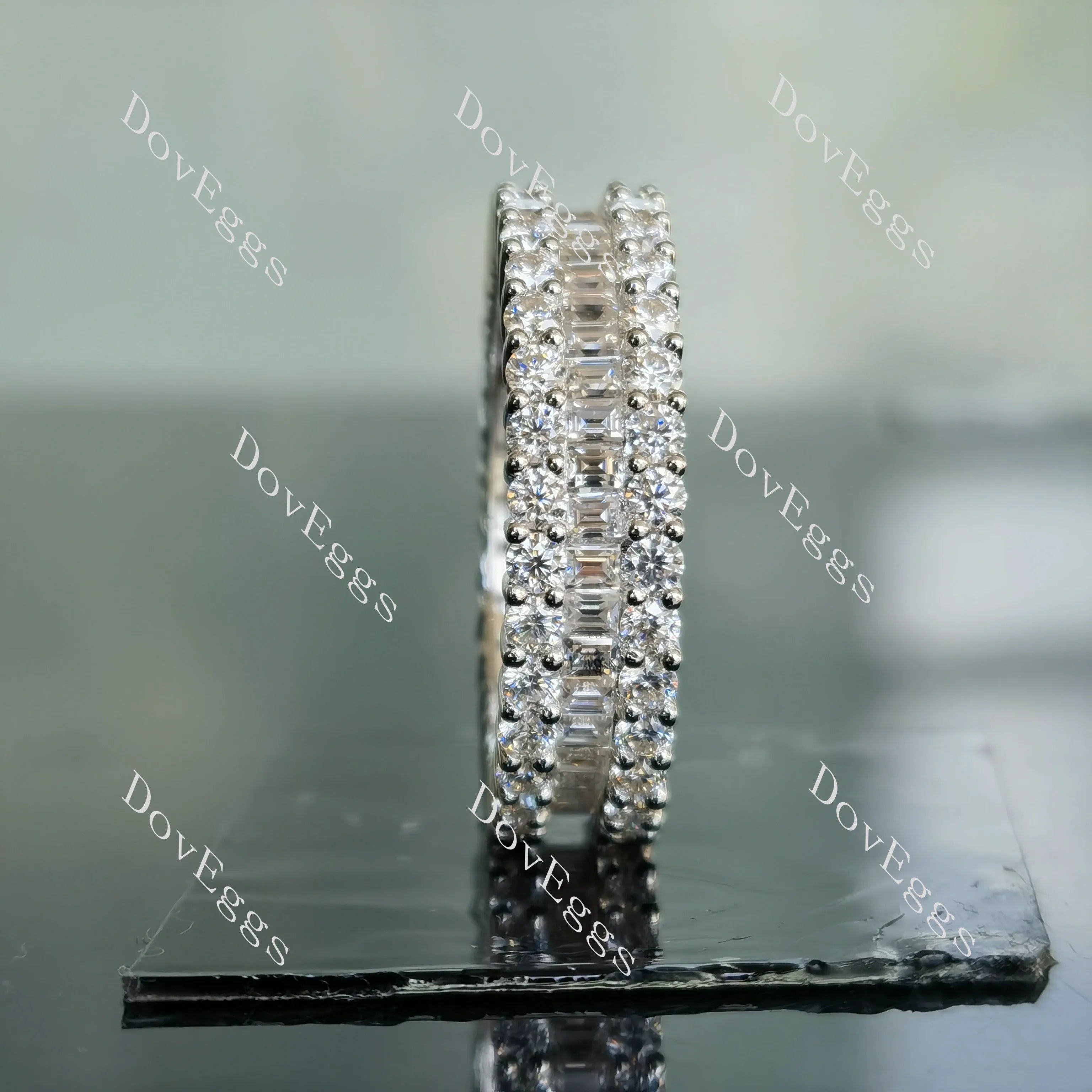 Love’s Eternal round baguette full eternity pave moissanite/lab grown diamond wedding band-6mm band width