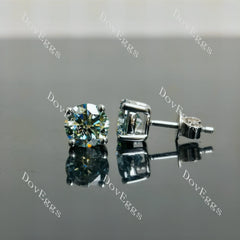 Doveggs 1ct/per round 2cttw Peacock Blue color sterling silver moissanite earrings