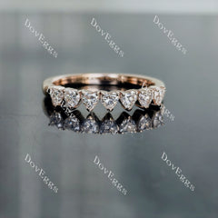 Doveggs heart seven stones moissanite/lab grown diamond wedding band-2.1mm band width