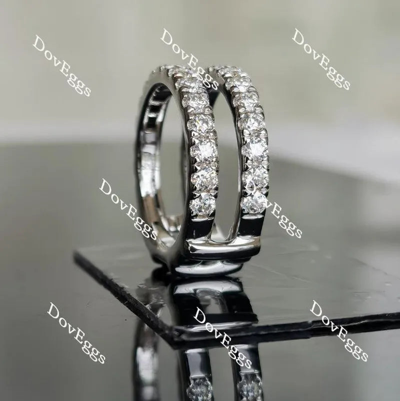 Doveggs round moissanite enhancer/lab grown diamond wedding band-8.2mm band width