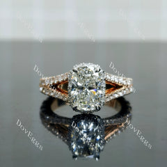 Doveggs Cushion Halo Split Shanks Lab Grown Diamond Engagement Ring