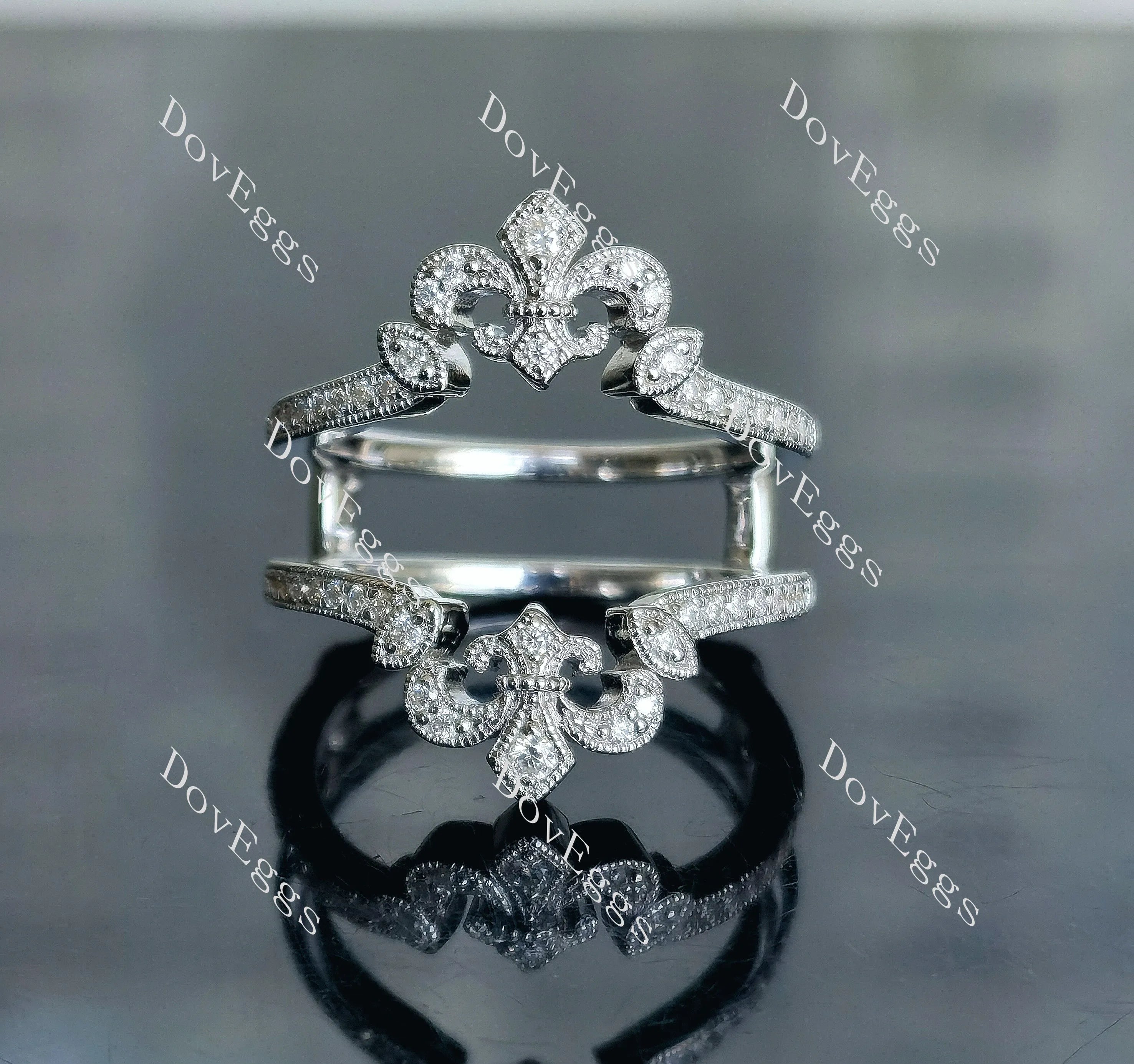 Doveggs round pave art deco moissanite/lab grown diamond enhancer/wedding band-7.2mm band width