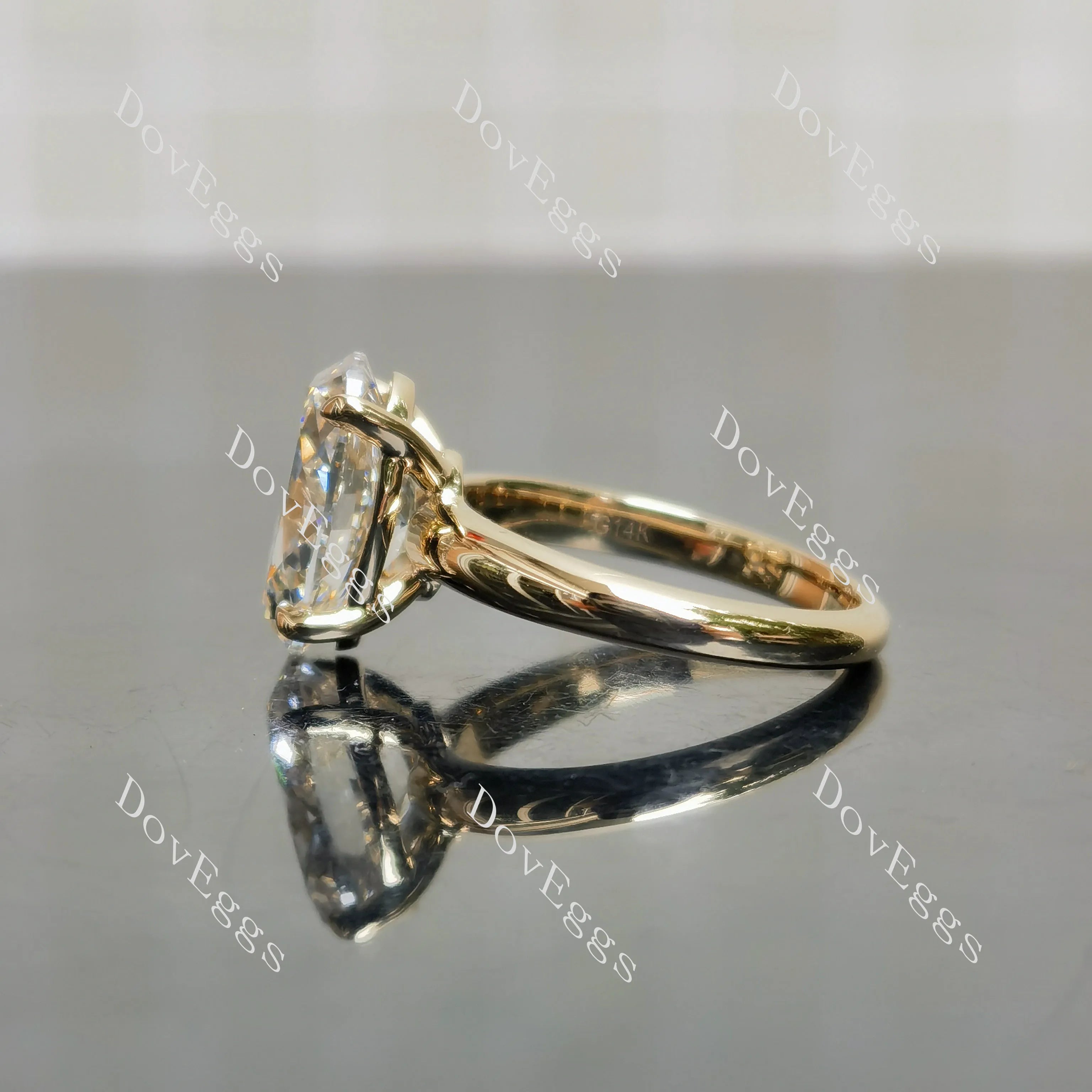 Oval solitaire moissanite engagement ring| DovEggs