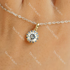 Doveggs round art deco moissanite pendant necklace (pendant only)