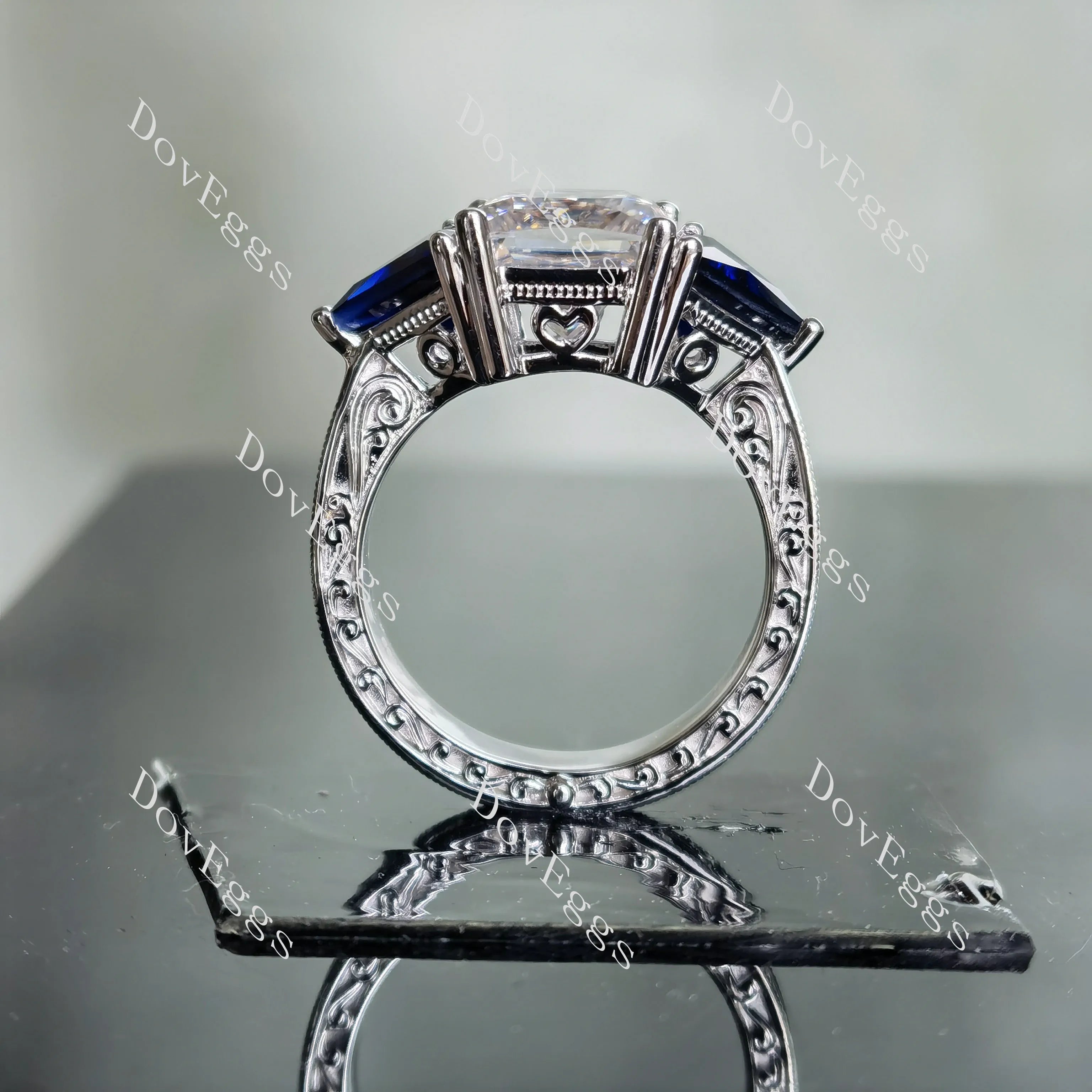 The Monica princess three stones moissanite engagement ring