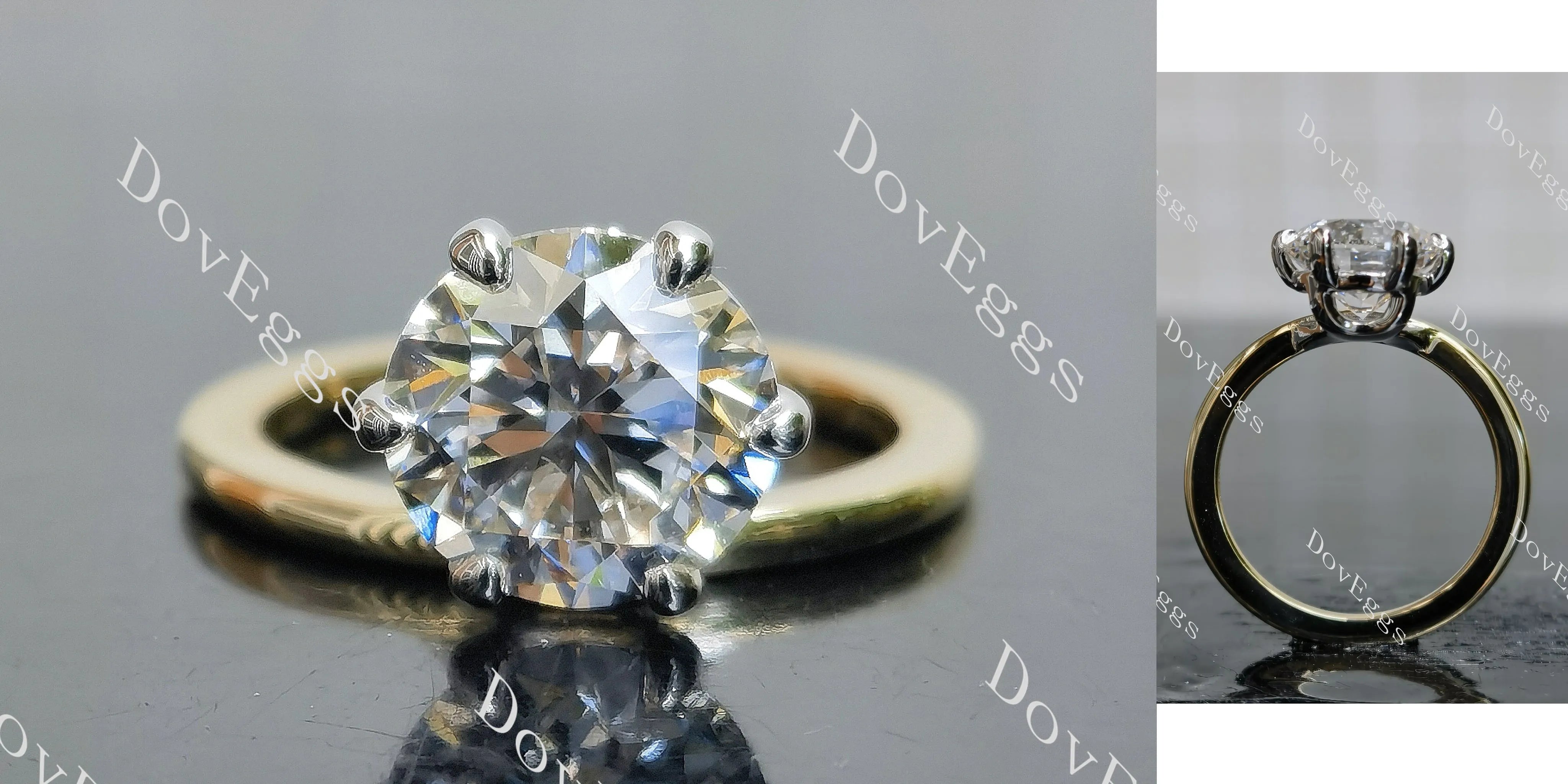 Doveggs Round Solitaire Lab Grown Diamond Engagement Ring