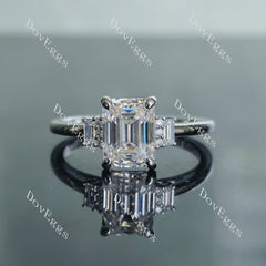 Doveggs emerald side stone moissanite engagement ring