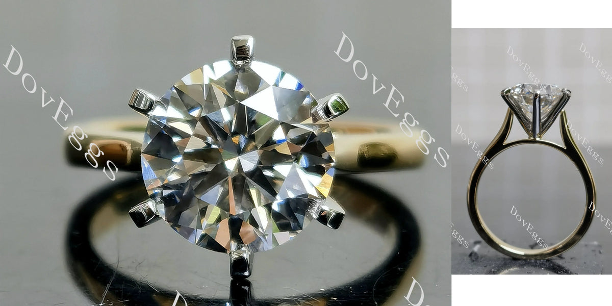Doveggs Round Pave Solitaire Lab Grown Diamond Engagement Ring