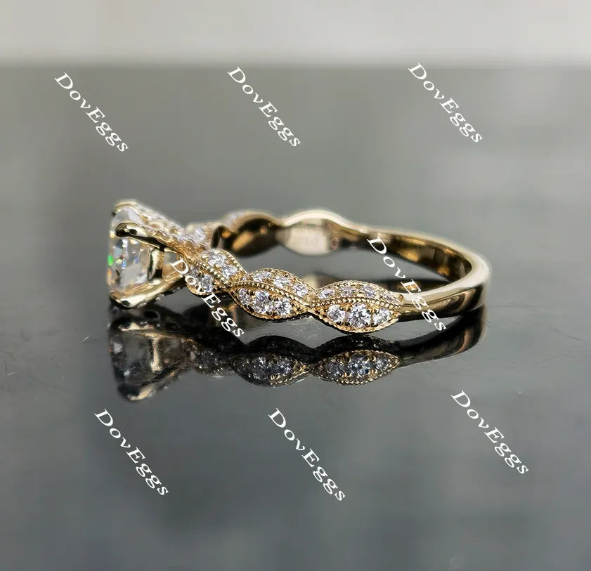 Doveggs round pave moissanite engagement ring