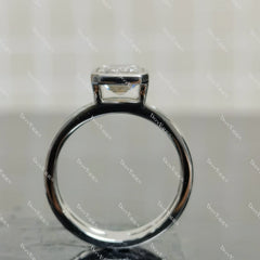 (size 8.25)Doveggs 3ct GHI color emerald moissanite engagement SS ring