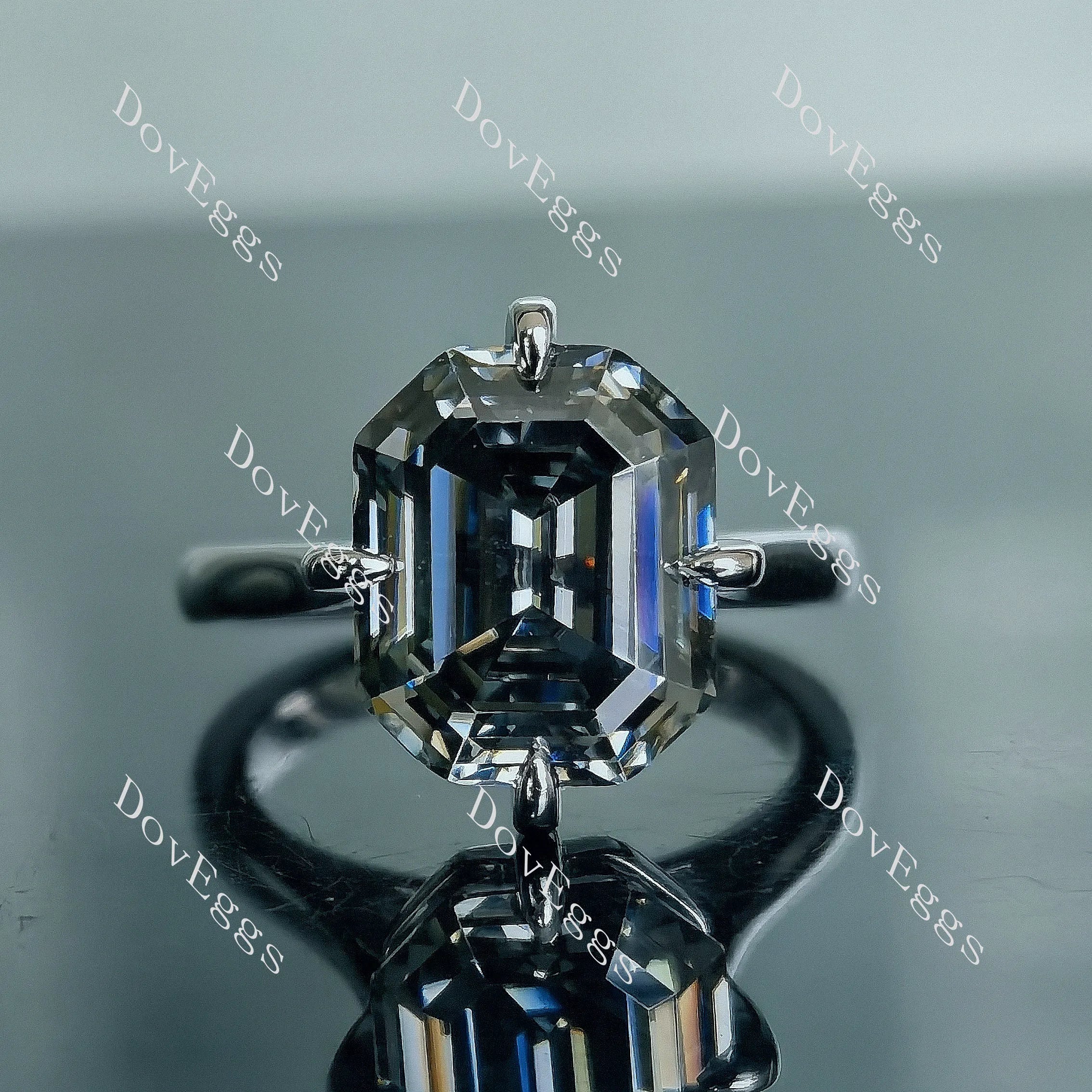 Doveggs krupp cut solitaire stardust grey moissanite engagement ring