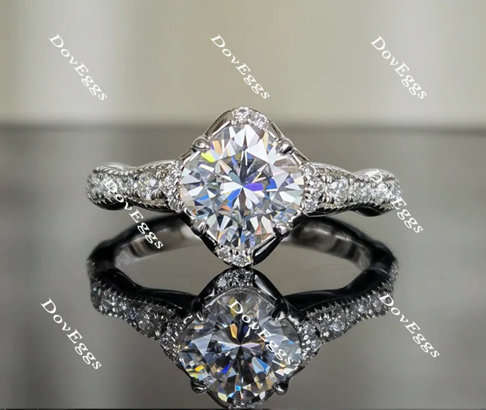 DovEggs art deco cushion moissanite engagement ring