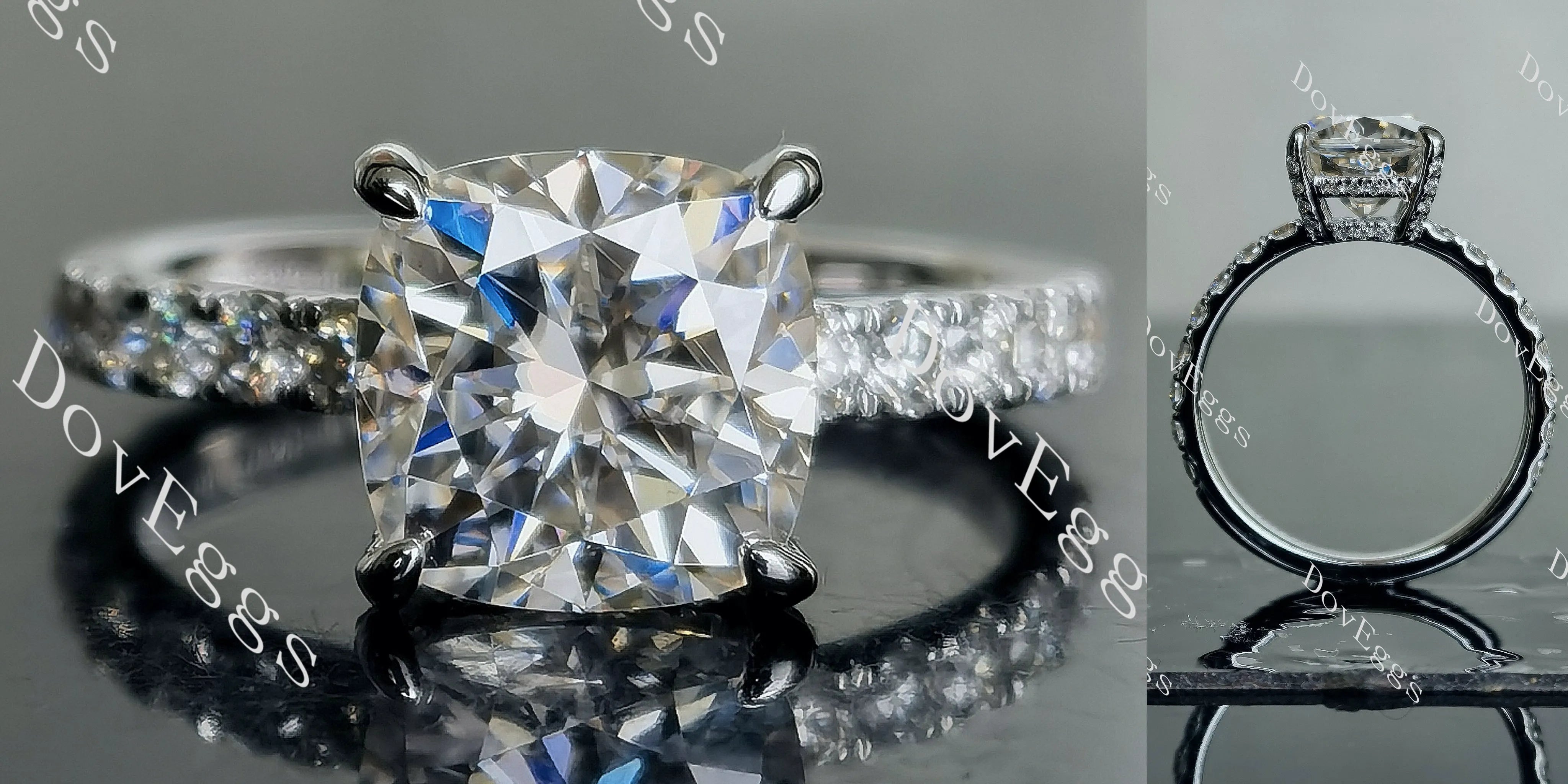 Doveggs cushion pave moissanite engagement ring