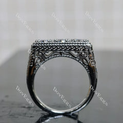 (size 6.5) Doveggs sterling silver round three stones moissanite ring