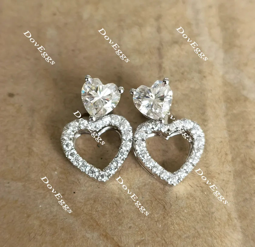 Doveggs heart halo moissanite earrings for women