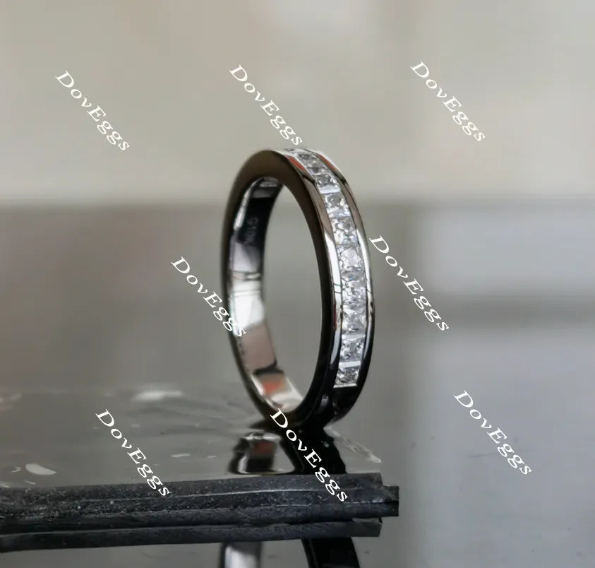 Doveggs princess channel set moissanite/lab grown diamond wedding band (wedding band only)-3mm band width