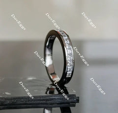 Doveggs princess channel set moissanite/lab grown diamond wedding band (wedding band only)-3mm band width
