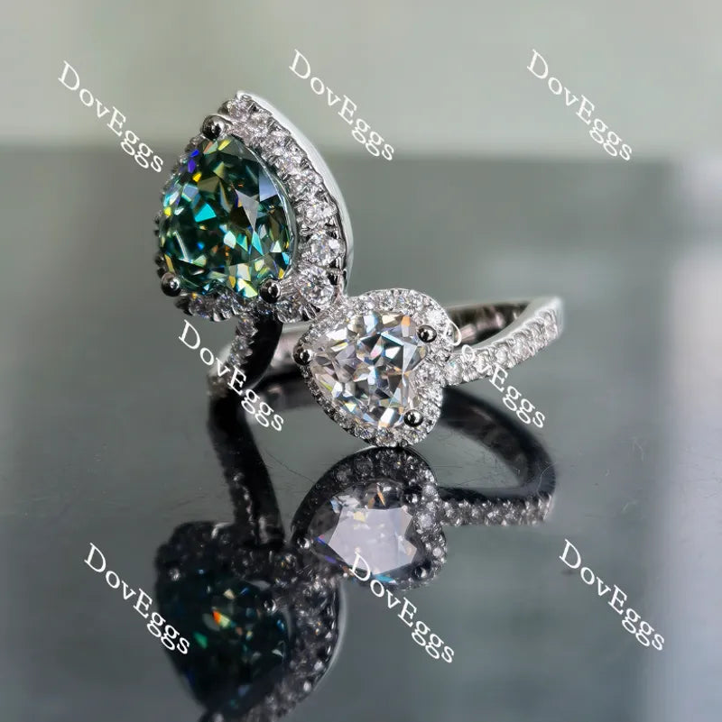 Two heart’s beat as one in memory of Robert moissanite engagement ring| Doveggs