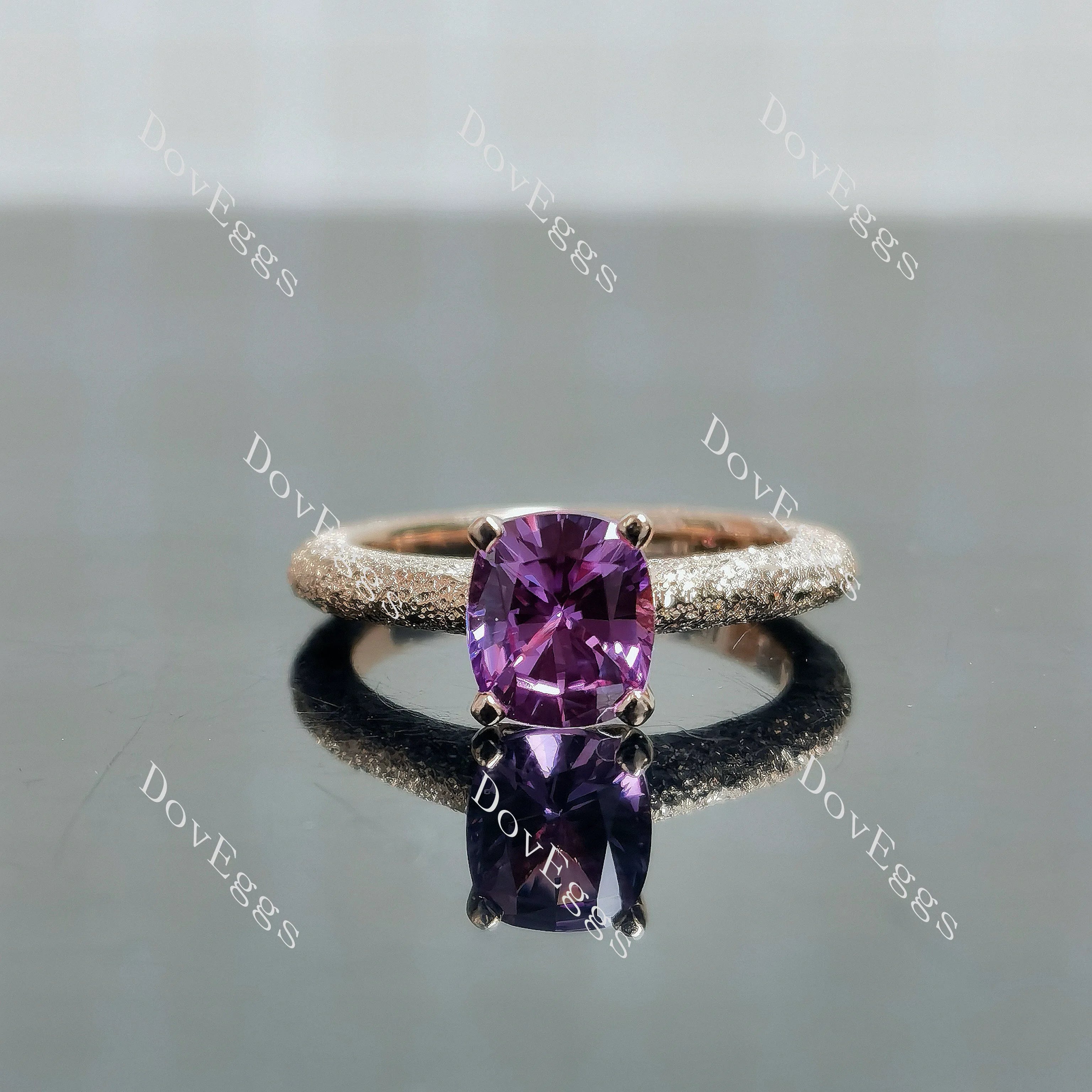 Doveggs criss cut elongated cushion solitaire textured colored gem engagement ring