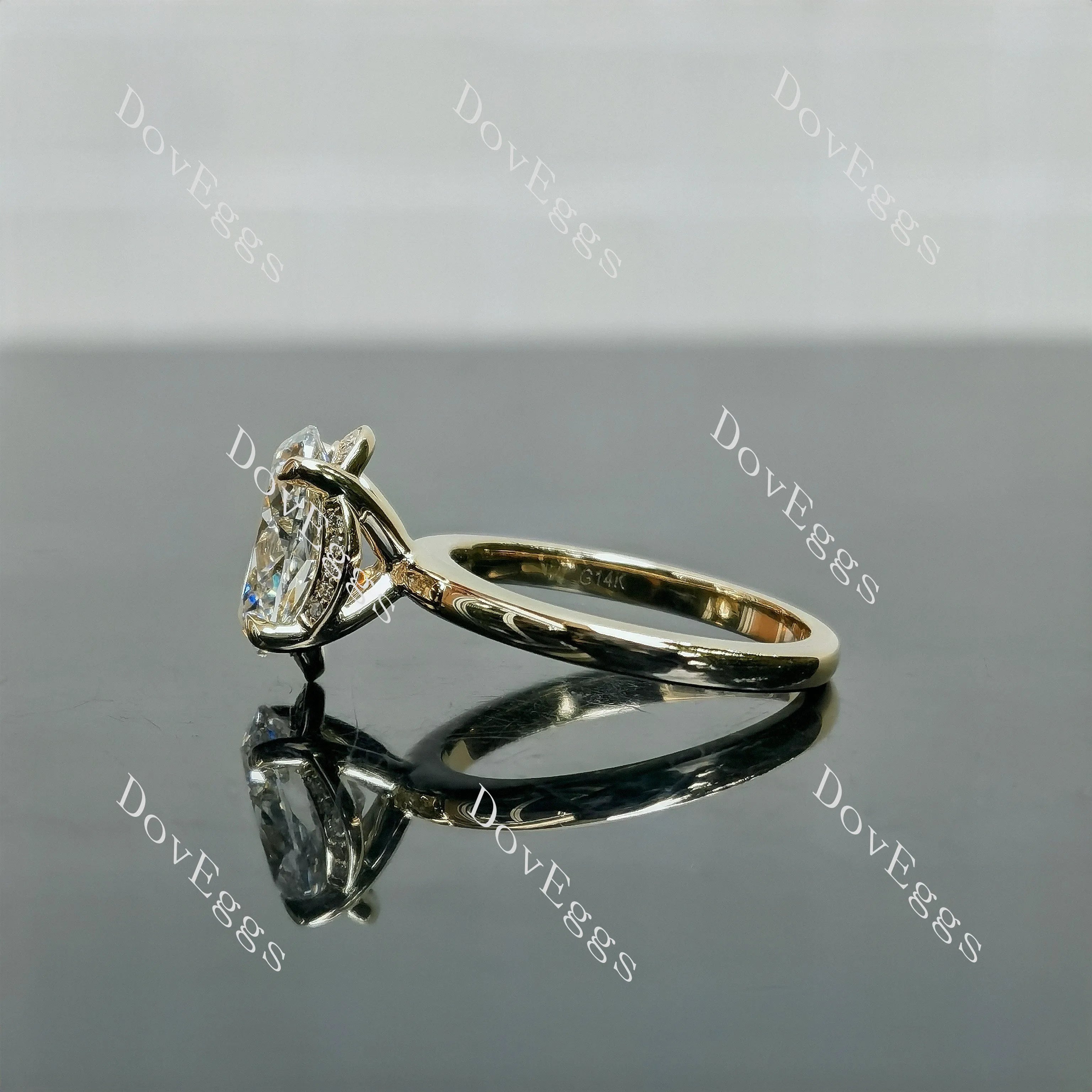 Oval hidden halo moissanite engagement ring| DovEggs
