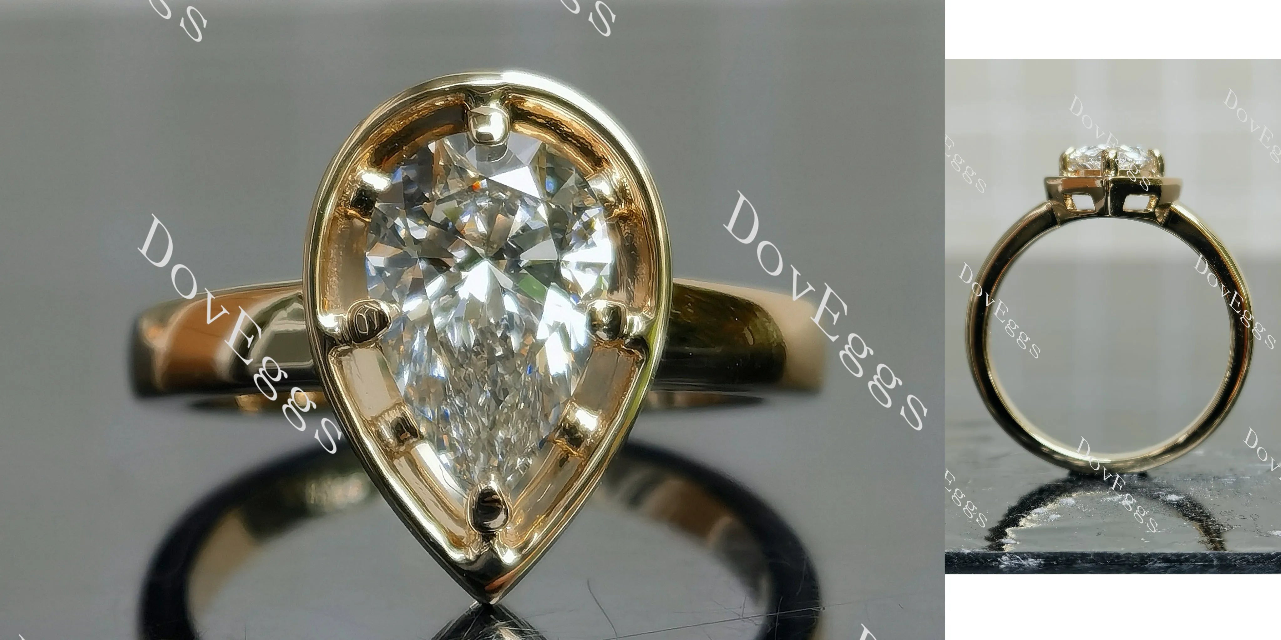 Doveggs Pear Pave Solitaire Lab Grown Diamond Engagement Ring