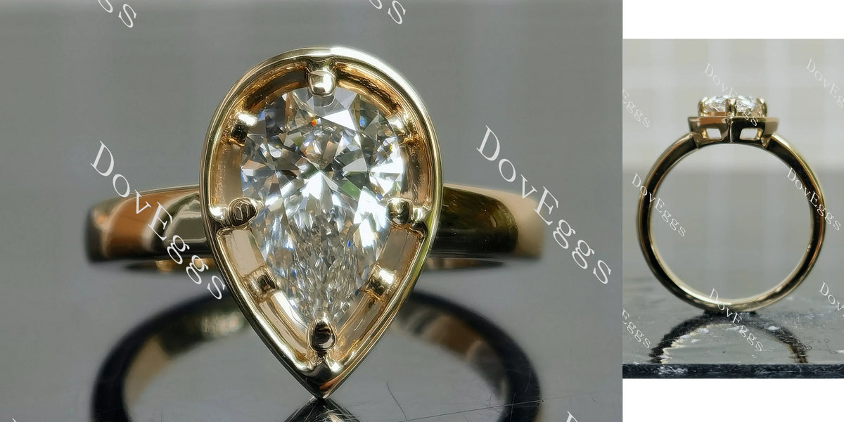 Doveggs Pear Pave Solitaire Lab Grown Diamond Engagement Ring