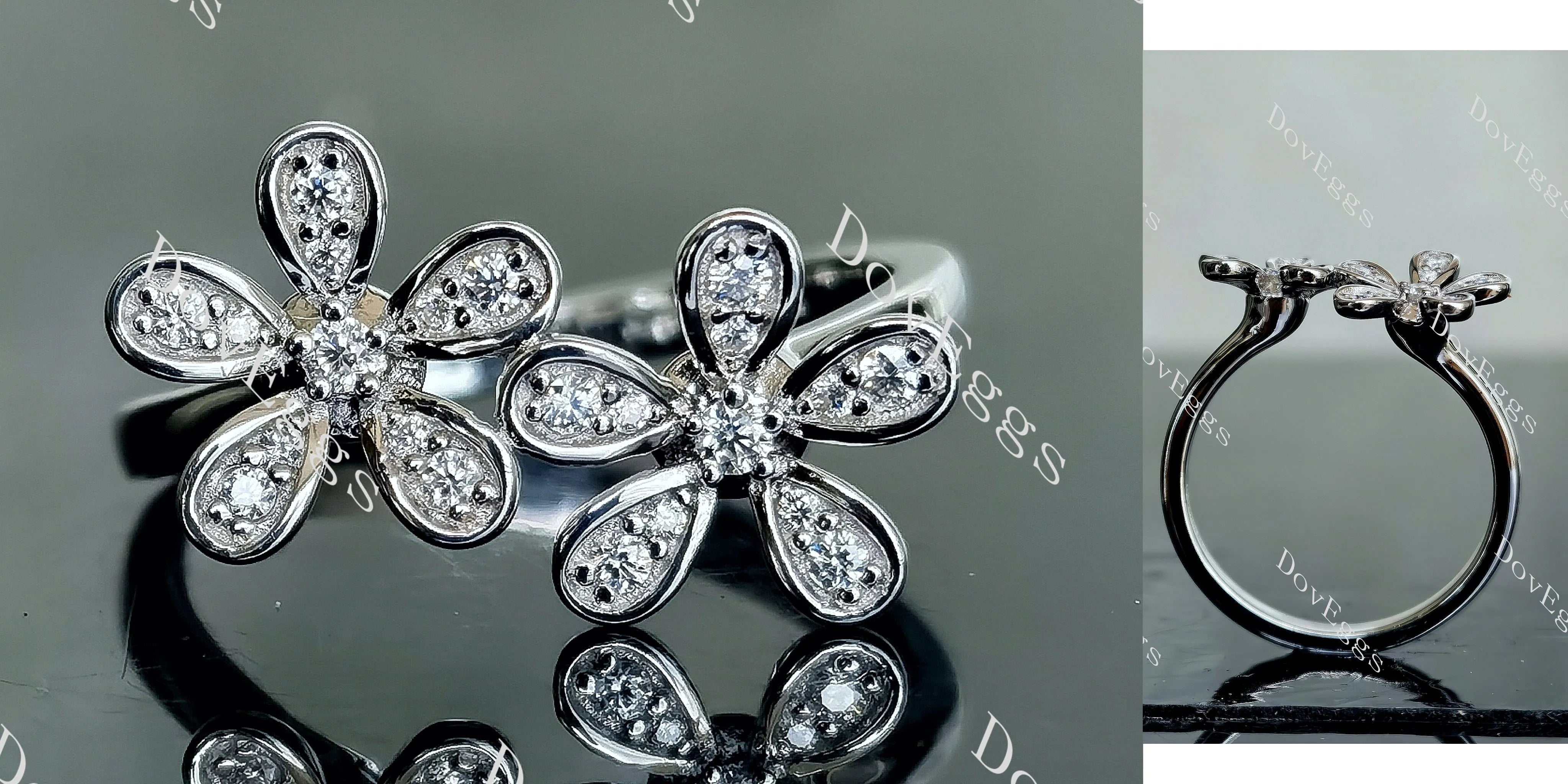 Maisie Daisy floral moissanite/lab grown diamond wedding band-2.0mm band width