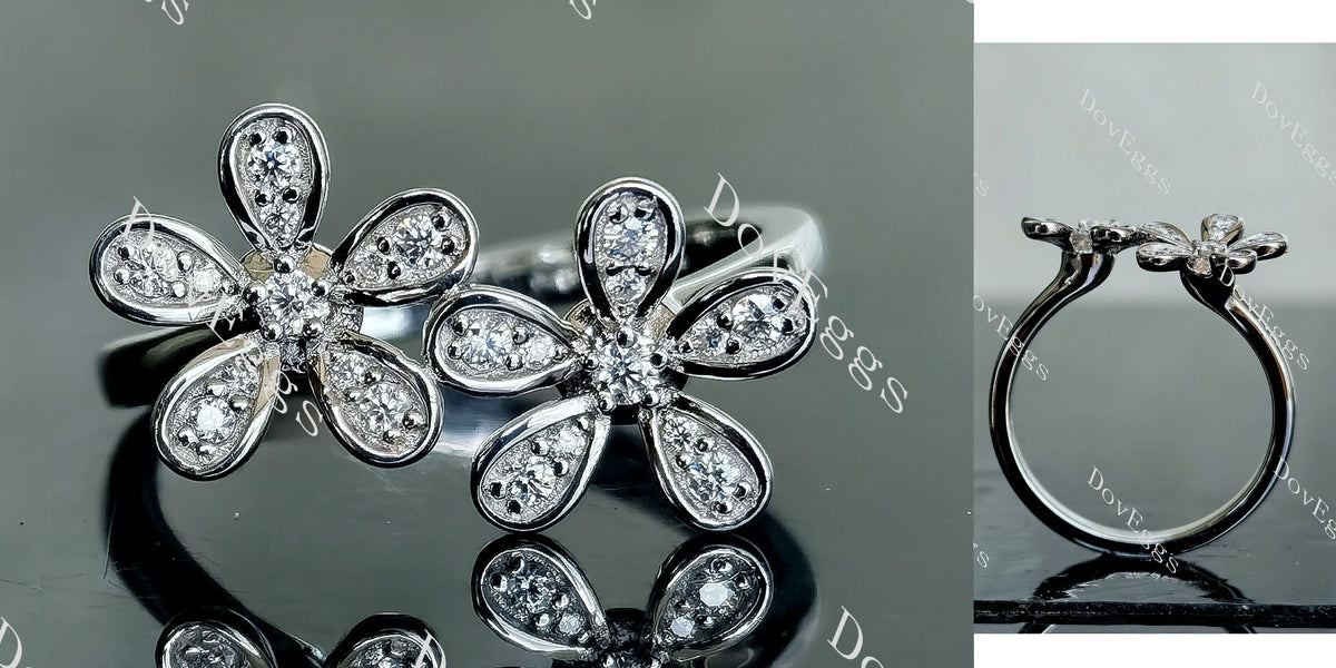 Maisie Daisy floral moissanite/lab grown diamond wedding band-2.0mm band width