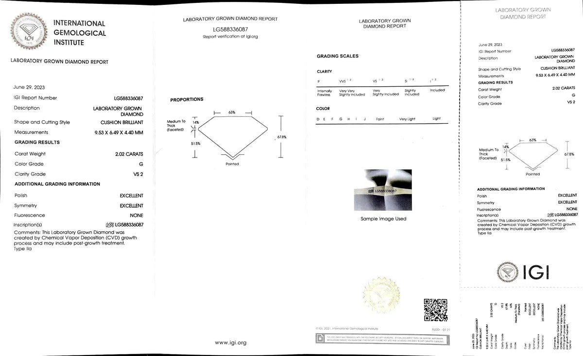 Doveggs 2.02ct cushion G color VS2 Clarity Excellent cut lab diamond stone(certified) Sold #23032 20%