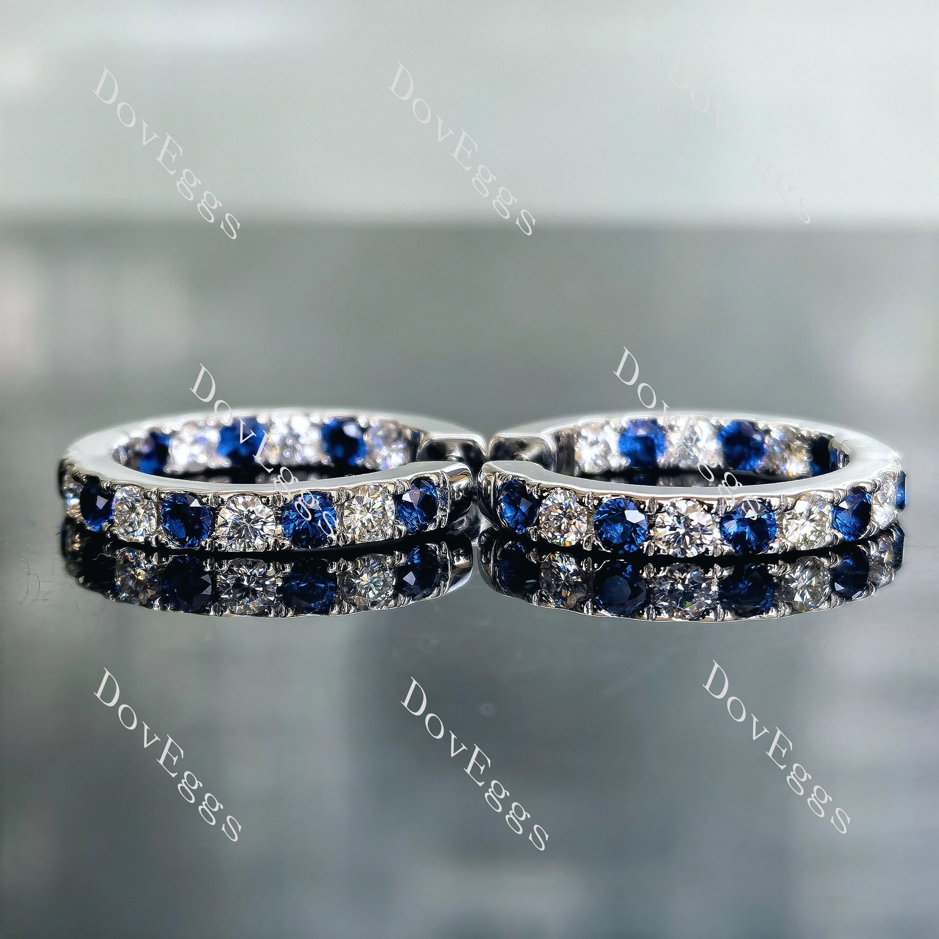 Doveggs round moissanite/lab grown diamond & colored gem earrings (around 22mm diameter)