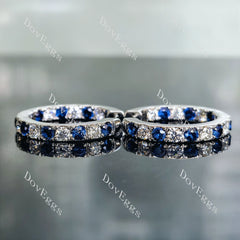 Doveggs round moissanite/lab grown diamond & colored gem earrings (around 22mm diameter)
