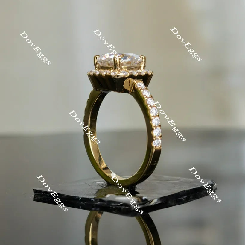 Doveggs round halo pave moissanite bridal set (3 rings)