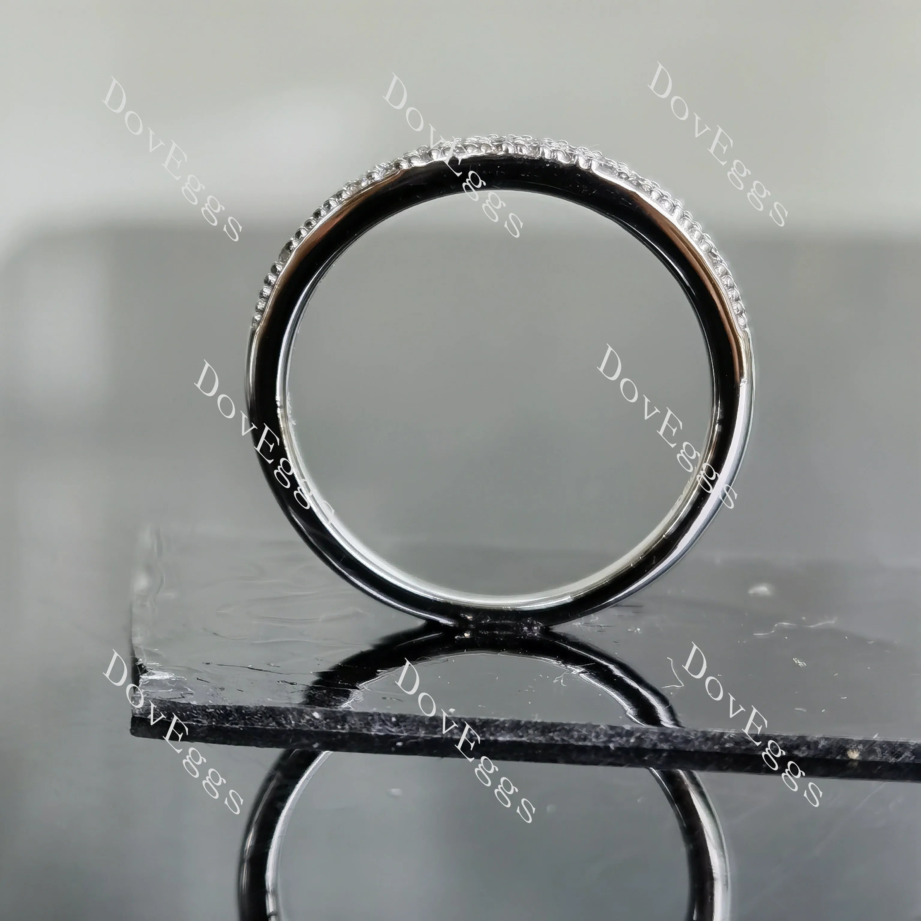 Doveggs round pave moissanite/lab grown diamond wedding band-2.0mm band width