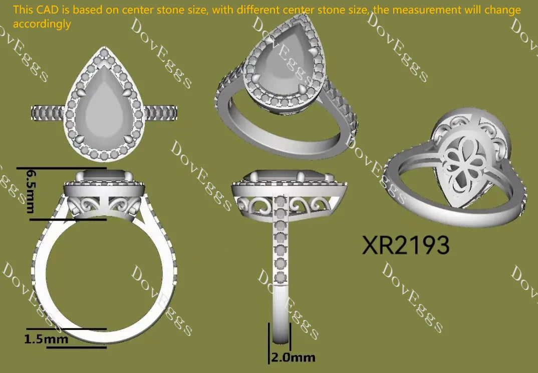 The Shana Rae vintage halo pave engagement ring only semi-mount only(Exclusively to DovEggs Stones)