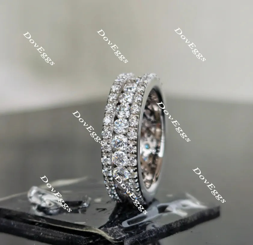 Doveggs round full eternity channel set moissanite/lab grown diamond wedding bands-5.5mm band width