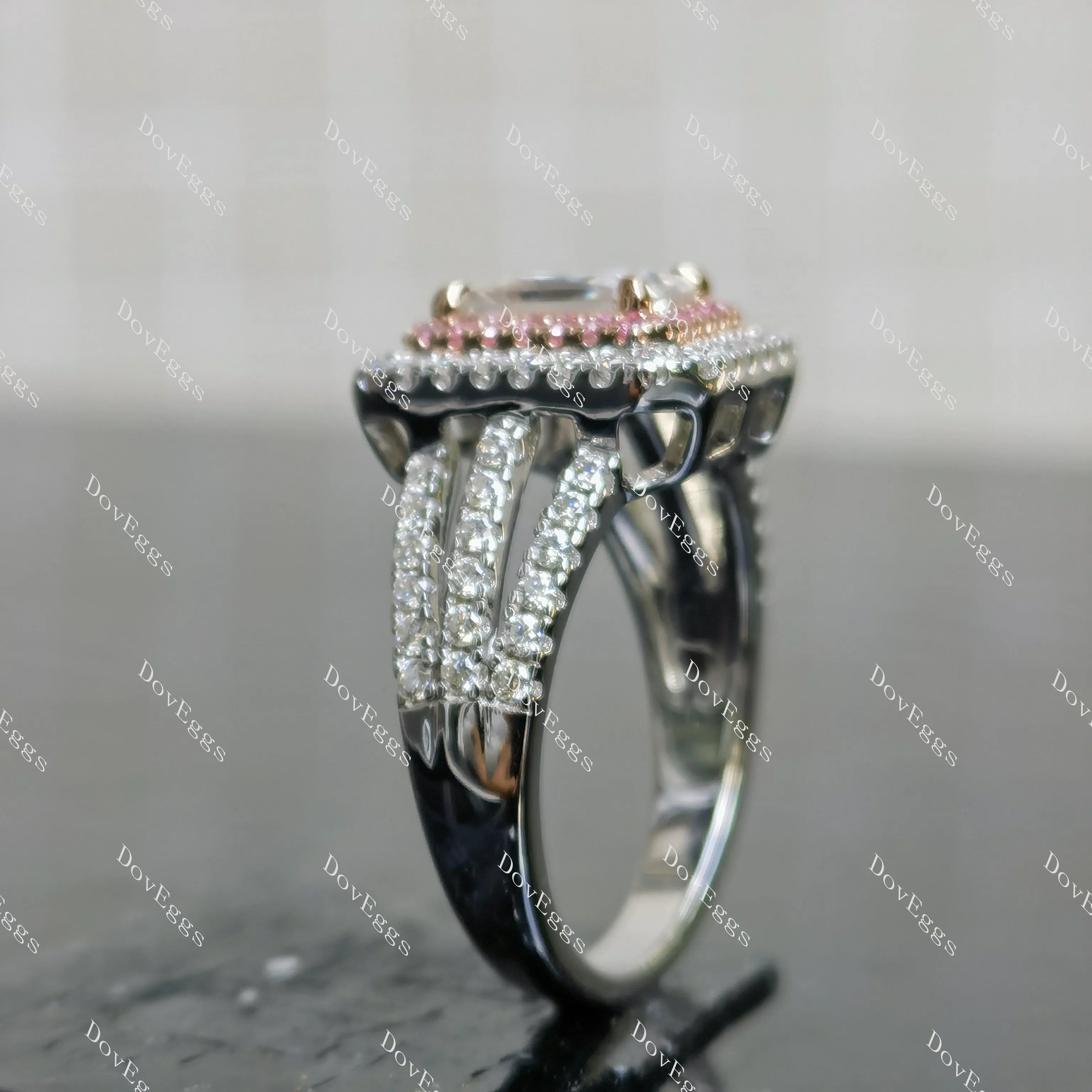 (size 8) Doveggs 2ct GHI color radiant moissanite sterling silver engagement ring